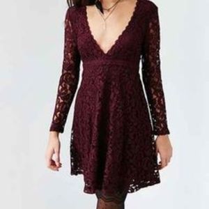 Urban Outfitters-Purple Lace Deep V Dress NWT